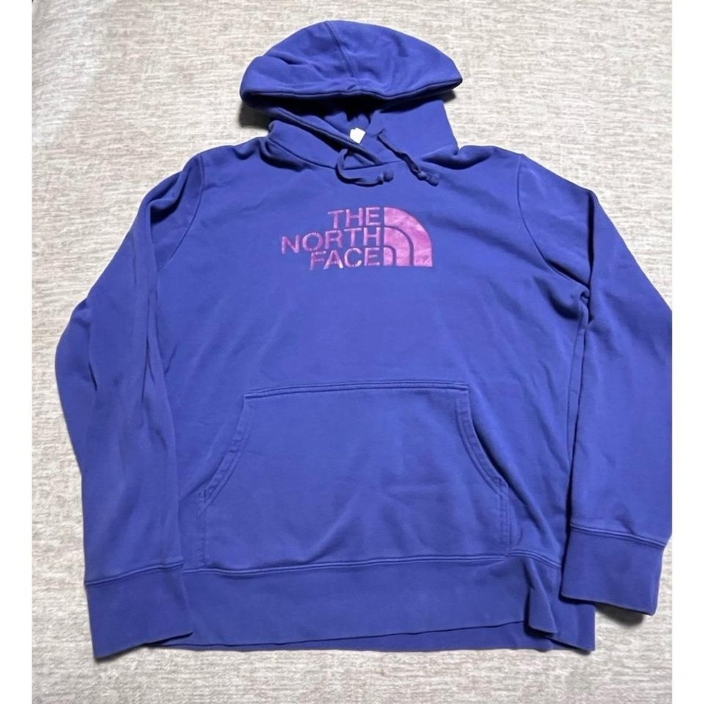The North Face Women's Large Purple Hoodie Sweatshirt‎ Logo Pullover Kangaroo